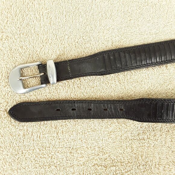 Pleated Look BENCH CRAFT 1" Leather Belt fits 32"-34", Black, Textured Detail - Picture 5 of 12